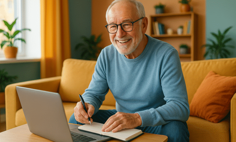 retraite Souriant au Travail